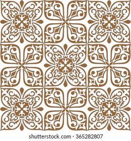 Geometric Islamic Seamless Pattern Arabesque brown and white, patchwork