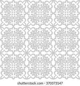 Geometric Islamic Seamless Pattern Arabesque grey and white, patchwork