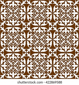 Geometric Islamic Seamless Pattern Arabesque brown and white, patchwork