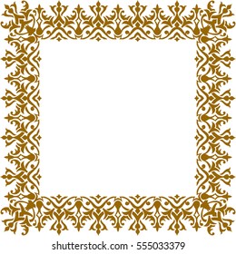 Geometric Islamic Seamless Pattern Arabesque, square frame, brown and white.