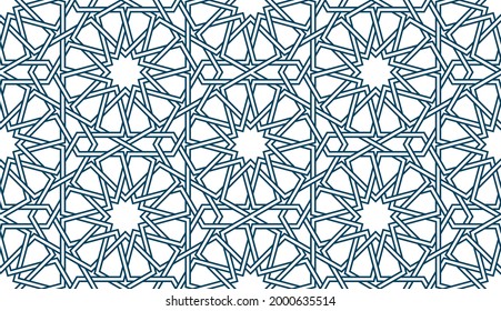 Patrón geométrico islámico sin soldadura para tarjeta de saludo de decoración o interior. Ilustración vectorial.