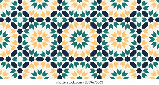 Geometric Islamic Seamless Pattern for decoration greeting card or interior. Vector Illustration.