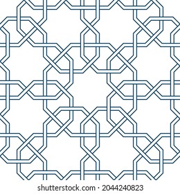 Patrón geométrico islámico sin soldadura para tarjeta de saludo de decoración o interior. Ilustración vectorial.