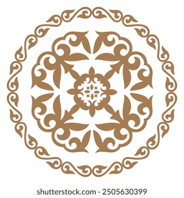 Geometric Islamic Seamless Pattern  Gold Arabesque. Vector. Kazakh national ornament. Detail and element for design and postcards, Sandblasting, ceramic, patchwork, Borders and frames. 