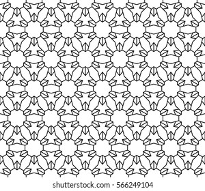 Geometric Islamic traditional patterns - seamless editable repeating vector background wallpaper (Black lattice with white shapes)