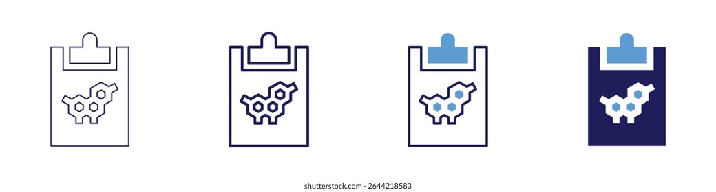 Geometric isomer icon in 4 different styles. Thin Line, Line, Bold Line, Duotone. Duotone style. Editable stroke.