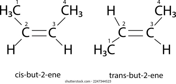 Geometric Isomerism known as cis-trans isomerism.vector image