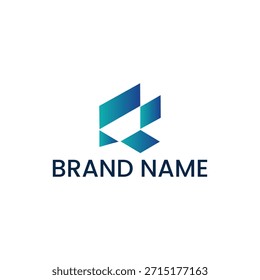 Geometric Isometric Blue Gradient Corporate Identity Logo