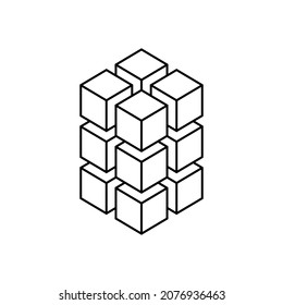 Geometric isometric cubes. Contour cube concept design. Vector flat illustration isolated.