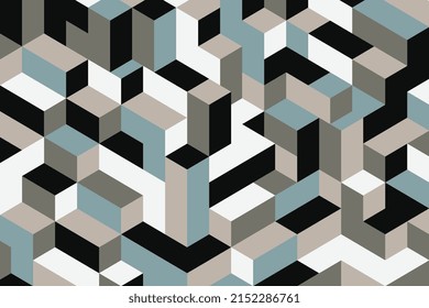 Geometric isometric mosaic vector illustration with the simplicity of abstract style