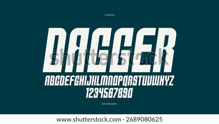 Geometric italic and bold sans serif typeface, vector thick and massive minimal font, poster and advertising letters and numbers alphabet for logos headers or slogans.