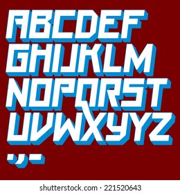 Geometric italic pixel font with shadow