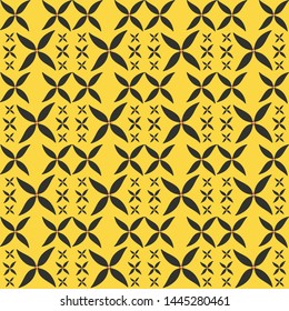 geometric ixora flowers vector seamless pattern with yellow background. Great for wallpaper,backgrounds,gifts,surface pattern design,packaging design projects, stationary,fabric