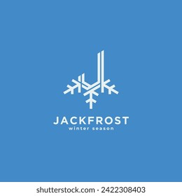 Geometric J letter frozen ice abstract logo vector icon illustration