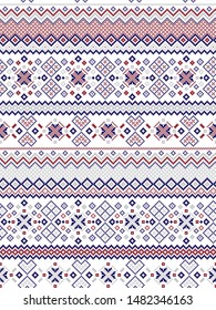 geometric jacquard pattern claret red and dark blue color
