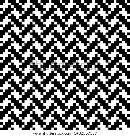 Geometric jagged weaving backdrop. Black and white texture. Seamless pattern.