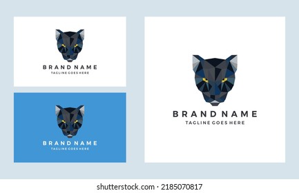 geometric Jaguar Panther head logo template.,low poly, polygonal design