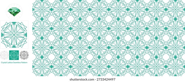 Geometric Jewel Lattice Patterns Emerald Green