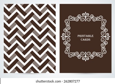  Geometric Journaling cards.  Frame with copy space for text in trendy mono line style - art deco. Monogram logos set graphic design. Vector.