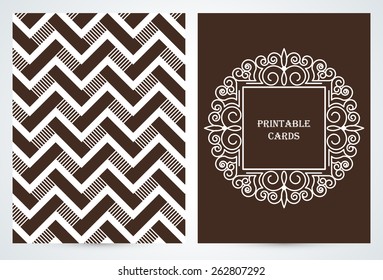  Geometric Journaling cards.  Frame with copy space for text in trendy mono line style - art deco. Monogram logos set graphic design. Vector.