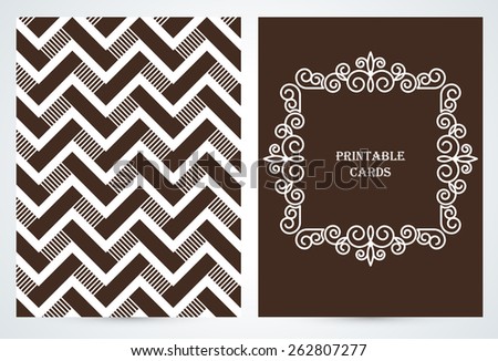  Geometric Journaling cards.  Frame with copy space for text in trendy mono line style - art deco. Monogram logos set graphic design. Vector.