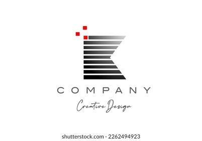 geometric K alphabet letter logo with line and dots. Corporate creative template design for company and business