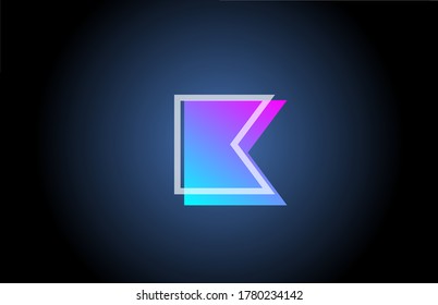 geometric K pink blue line alphabet letter logo icon for company. Simple line design for business and corporate