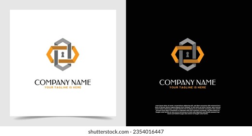 Geometric Key graphic architecture concept logo vector template