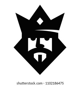 Geometric king head logotype. Vector sign. Logo design vector template. Logo Royal King symbol