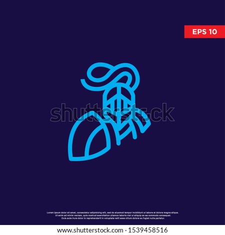 geometric knight logo. monoline style. modern icon, template design