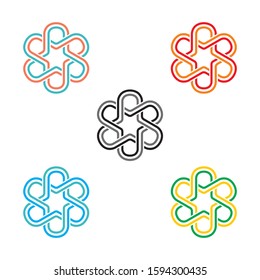 geometric knitted flower art vector