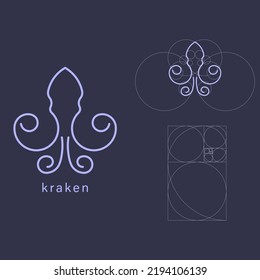 geometric kraken vector logo design