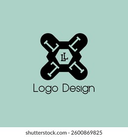 geometric L creative logo design simetri pattern abstract background texture art brand print