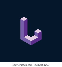Geometric L letter 3d logo design, abstract logo icon