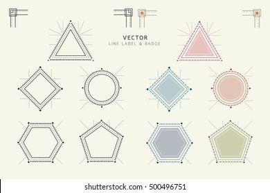 Geometric Labels and Badges Linear Style , Graphic Elements, Frame, border, Line and Colors Set