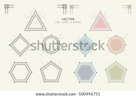 Geometric Labels and Badges Linear Style , Graphic Elements, Frame, border, Line and Colors Set