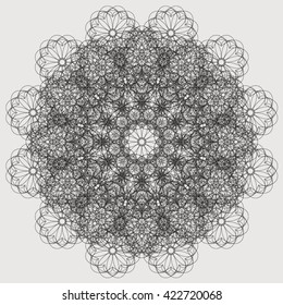 Geometric lace deco element. Guilloche Rosette.