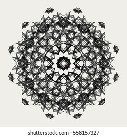 Geometric lace deco element. Guilloche Rosette.
