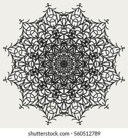 Geometric lace deco element. Guilloche Rosette.