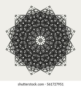 Geometric lace deco element. Guilloche Rosette.