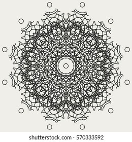 Geometric lace deco element. Guilloche Rosette.