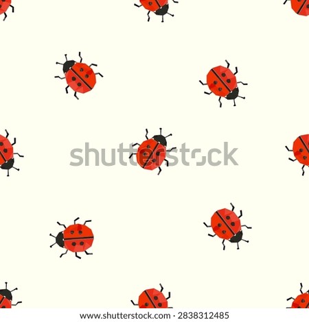 Geometric ladybug seamless pattern. Red low poly ladybird insects vector repeating background for kids textile and wallpaper.