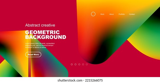Geometric landing page background. Fluid colors and simple shapes abstract composition. Vector illustration for wallpaper, banner, background, leaflet, catalog, cover, flyer