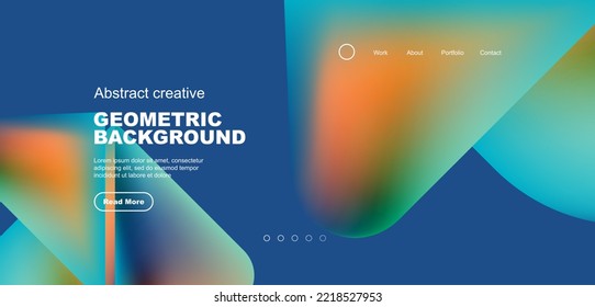 Geometric landing page background. Fluid colors and simple shapes abstract composition. Vector illustration for wallpaper, banner, background, leaflet, catalog, cover, flyer