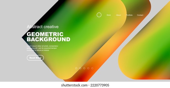 Geometric landing page background. Fluid colors and simple shapes abstract composition. Vector illustration for wallpaper, banner, background, leaflet, catalog, cover, flyer