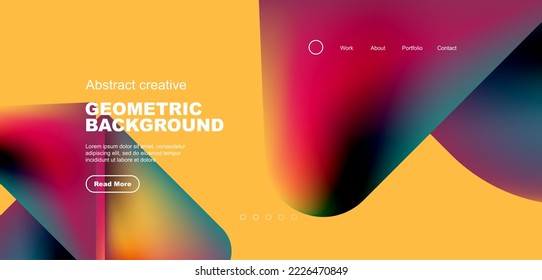Geometric landing page background. Fluid colors and simple shapes abstract composition. Vector illustration for wallpaper, banner, background, leaflet, catalog, cover, flyer