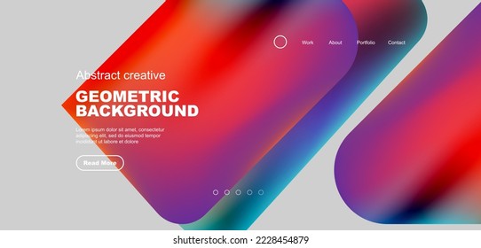 Geometric landing page background. Fluid colors and simple shapes abstract composition. Vector illustration for wallpaper, banner, background, leaflet, catalog, cover, flyer