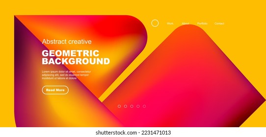 Geometric landing page background. Fluid colors and simple shapes abstract composition. Vector illustration for wallpaper, banner, background, leaflet, catalog, cover, flyer