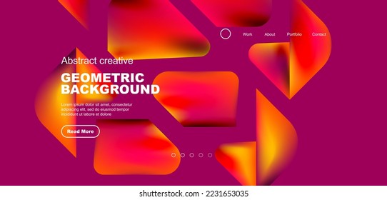 Geometric landing page background. Fluid colors and simple shapes abstract composition. Vector illustration for wallpaper, banner, background, leaflet, catalog, cover, flyer