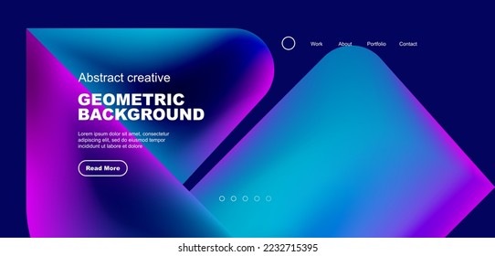 Geometric landing page background. Fluid colors and simple shapes abstract composition. Vector illustration for wallpaper, banner, background, leaflet, catalog, cover, flyer